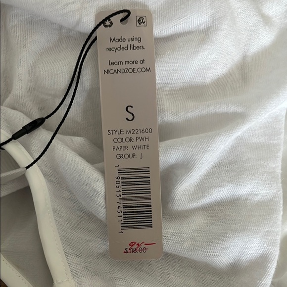NWT NIC+ZOE White Linen Blend Recycled Fibers Blouse Top - Size Small - Picture 5 of 14